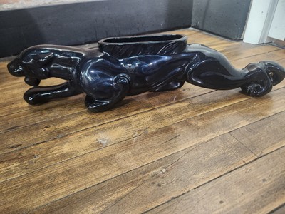 Vintage 1953 Royal China Ceramic Black Panther Planter 20'' Long Planter