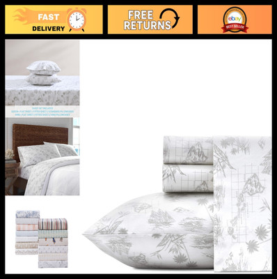 King Size Cooling Sheet Set - Crisp Cotton Percale, Lightweight Bed Sheets & Pil