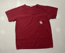 GOOD Size M Unisex Burcs Doctor / Nurse Scrub Short Sleeve Shirt Top OU Sooners