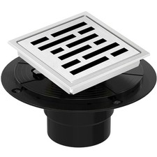 4 Inch Square Shower Floor Drain, Shower Drain Kit with Flange, Square Shower...