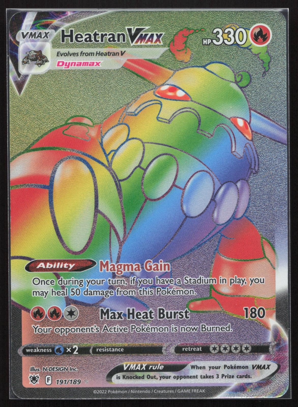 HEATRAN VMAX ASTRAL RADIANCE 191/189 SECRET RAINBOW RARE POKEMON TCG CARD NM