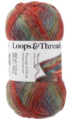 Loops And Threads Skyscape Yarn |  Blue/Red  | Self-Patterning | NEW