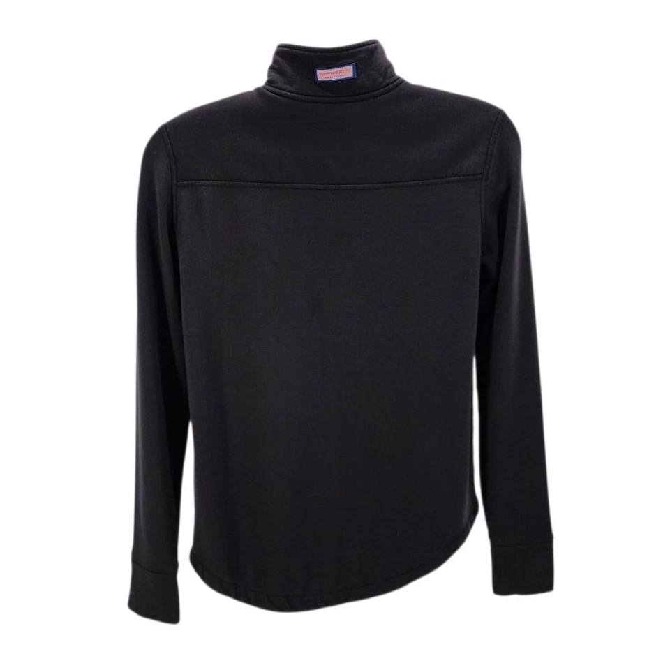 Vineyard Vines Para Hombres Sudadera Mediana Camisa Oveja 1/4 Cremallera Negra Manga Larga Foto 3 de 4