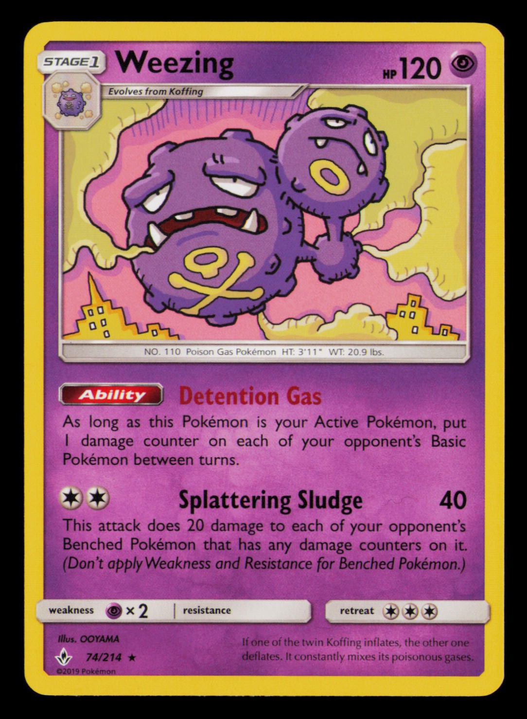 Weezing 74/214 Rare Unbroken Bonds Pokemon Lightly Played
