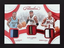 1/15 2024-25 Flawless Ja Morant/Allen Iverson/Rose JSY# 1/1 Ruby Triple Patches