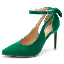 's Pointed Toe Stiletto High Heels with Bow, Ankle Strap Pumps, 3.5 Inch Heel...