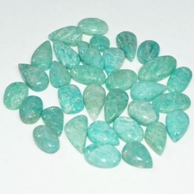 31 Pcs 114 Cts Natural Amazonite Cabochon Loose Gemstone Lot 15x6 6x6mm #17667