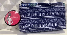 Modella Blue Geometric Pattern Travel Makeup Bag