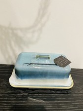 BROCANTE Blue white Reactive Glazing Butter Dish 8x19cm