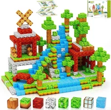 157PCS Minecraft Magnetic Blocks World Set, STEM Kids Toys, Montessori Building