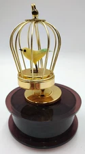 VTG Revolving Yellow Bird Cage Music Box TESTED Sankyo Japan Brass Lucite Rotate