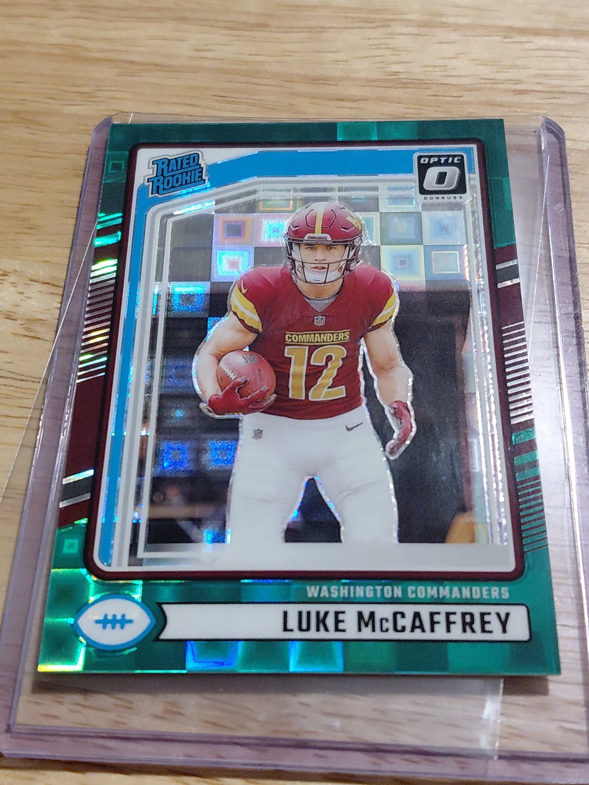 Luke McCaffrey /25 Green Pandora Rated Rookie RC 2024 Donruss Commanders SSP