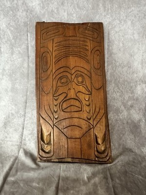 NW Native Cedar Carving Vintage, Carved On Cedar Shakes Looks Really Old