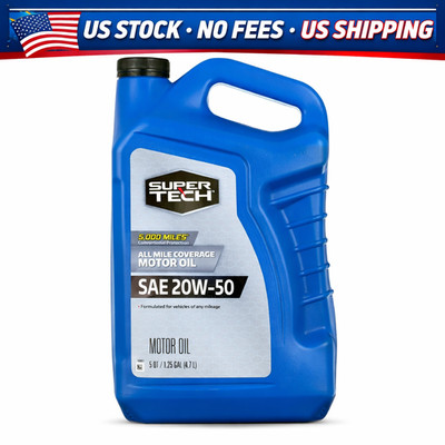 Super Tech 20W50 Motor Oil All Mileage Engine Oil 5 Quart, No Fees