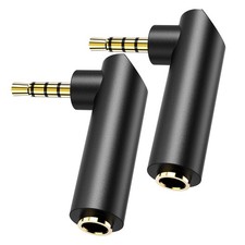 2 Pack 3.5mm Right Angle Male to Female Audio Adapter TRS Stereo Jack Plug