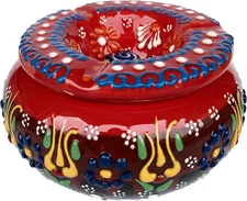 Cute Ceramic Hand-Painted Turkish Traditional Ashtray for Cigarettes - Big Large