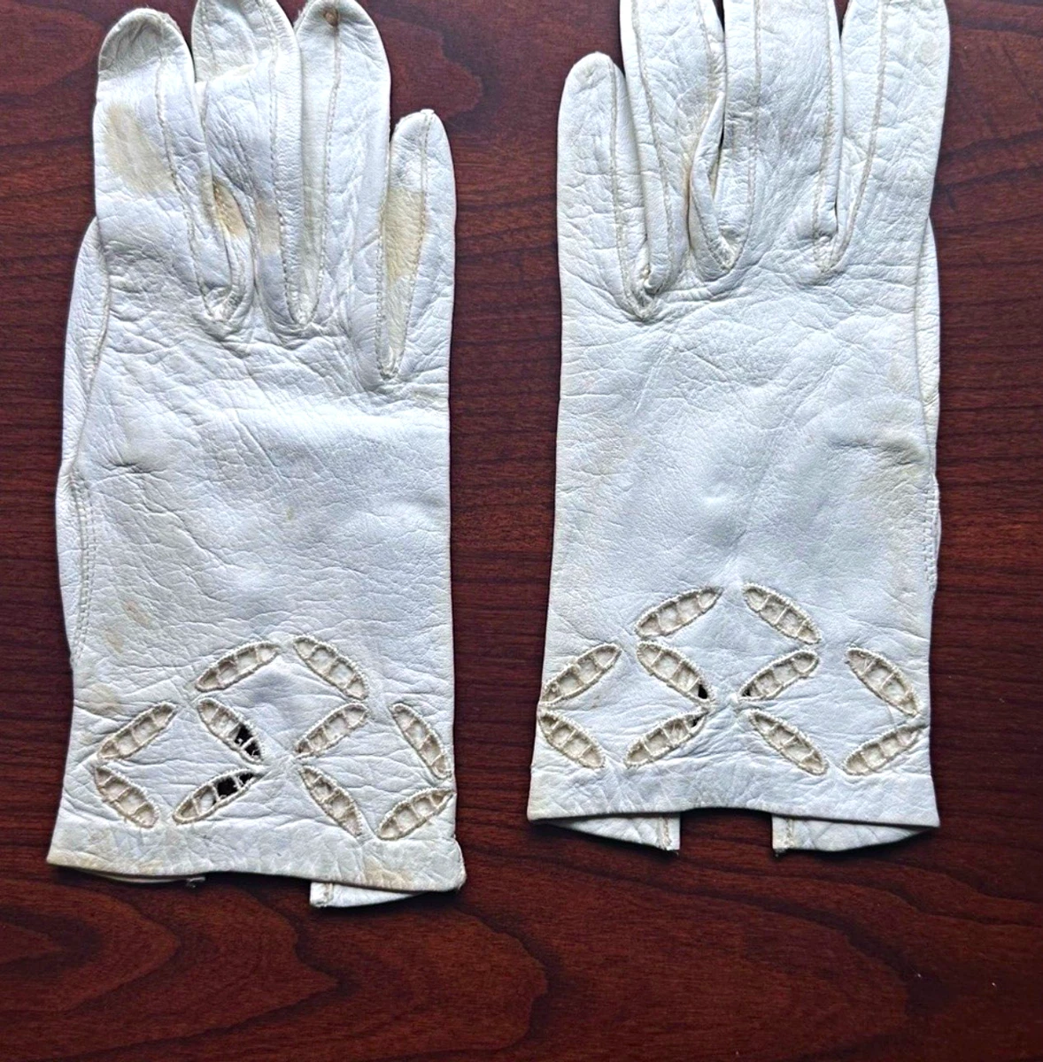 White Leather Vintage Gloves for sale | eBay