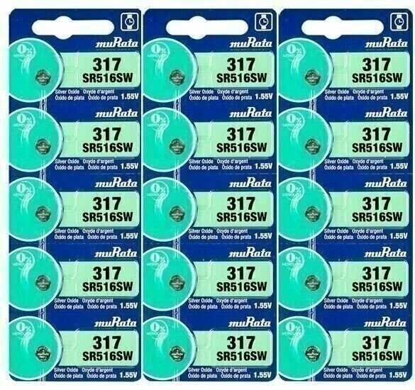 15 Sony 317 SR516SW Siver Oxide 0% MERCURY Batteries