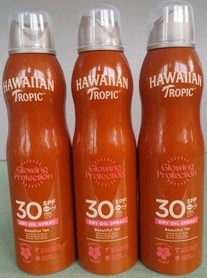 Hawaiian Tropic Dry Oil Spray spf30 Tropical Scent 3-Pack 180ml 6oz Exp 11/2028