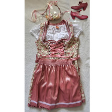 Oktoberfest Authentic German Dirndl 6pc Dress Womens 14/16 46 Shoes 8.5
