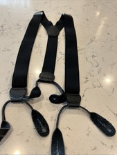 EUC Button-On Suspenders with Leather Ears, Black Elastic W Silver Hardware