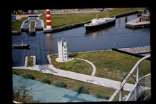 Red Border Kodachrome Slide of Miniature Ship Lighthouse Madurodam Netherlands