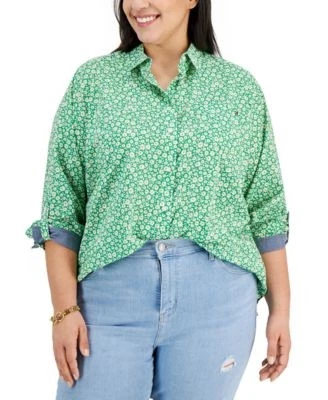 Tommy Hilfiger Plus Size Cotton Paisley-Print 195105208465 1X RT $79.5