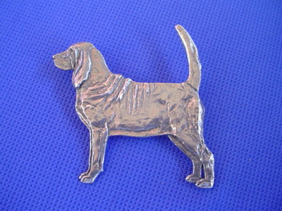Pewter Bloodhound Pin Standing #80A Pewter dog jewelry by Cindy A. Conter