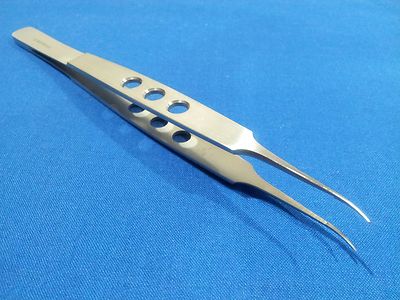 O.R GRADE MICRO SURGERY CASTROVIEJO SUTURE FORCEPS CURVED W/ TYING PLATFORM 6''