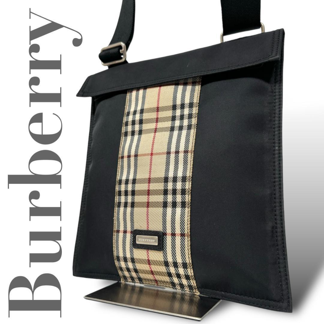 Burberry Shoulder Bag Nova Check Nylon Black Authentic F1205361