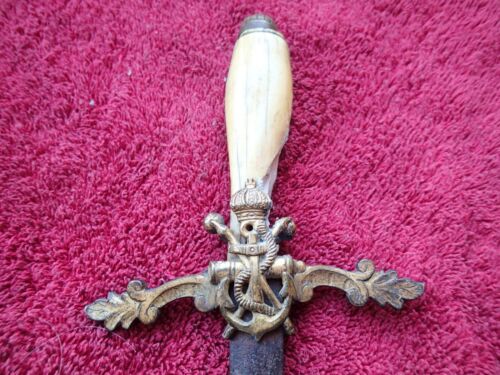 Antik 1850er Jahre Schwedisch / Schweden MARINE DOLCH SCHWERT ANKER KANONE KRONE - Bild 5 von 16