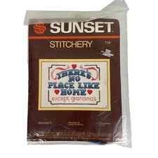 VTG Sunset Stitchery Embroidery Kit There's No Place Like Home Except Grandma's