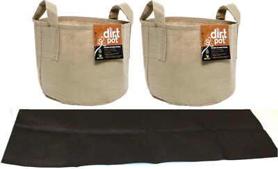 Aquaponic Lynx Capillary Mat and Two Hydrofarm 7 Gal Tan Dirt Pot, 3 pc Bundle