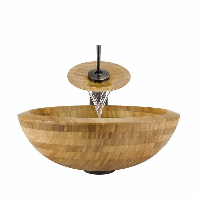 The Polaris Sinks P098 Bamboo Bathroom Vessel Sink Ensemble