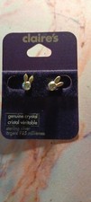 NEW Claire's Sterling Silver CZ Bunny Earrings