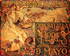 POSTER EXPOSICION VALENCIANA GREAT BATTLE OF FLOWERS SPAIN VINTAGE REPRO FREE SH