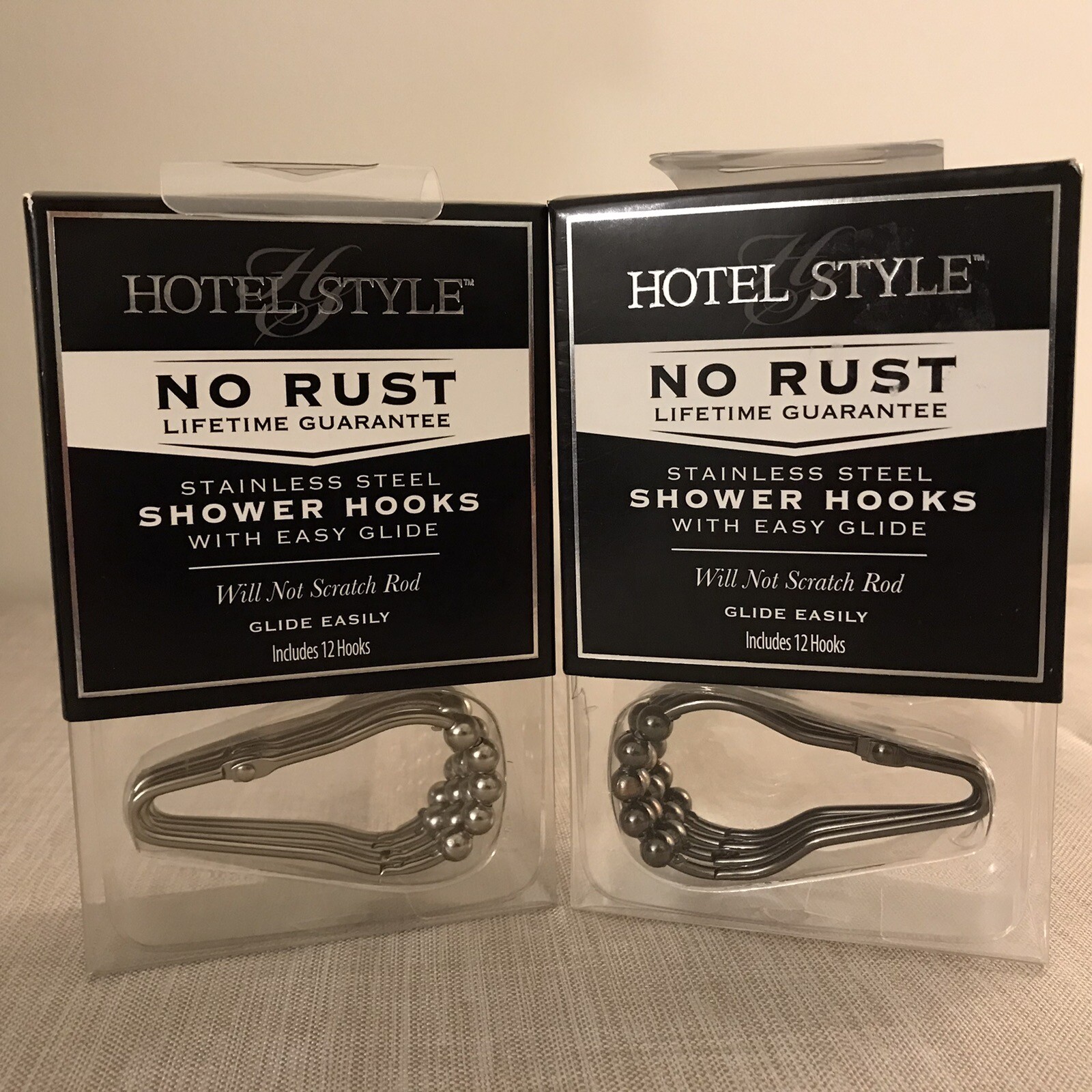 Hotel Style Shower Curtain Hooks 2 Sets of 12 Roller eBay