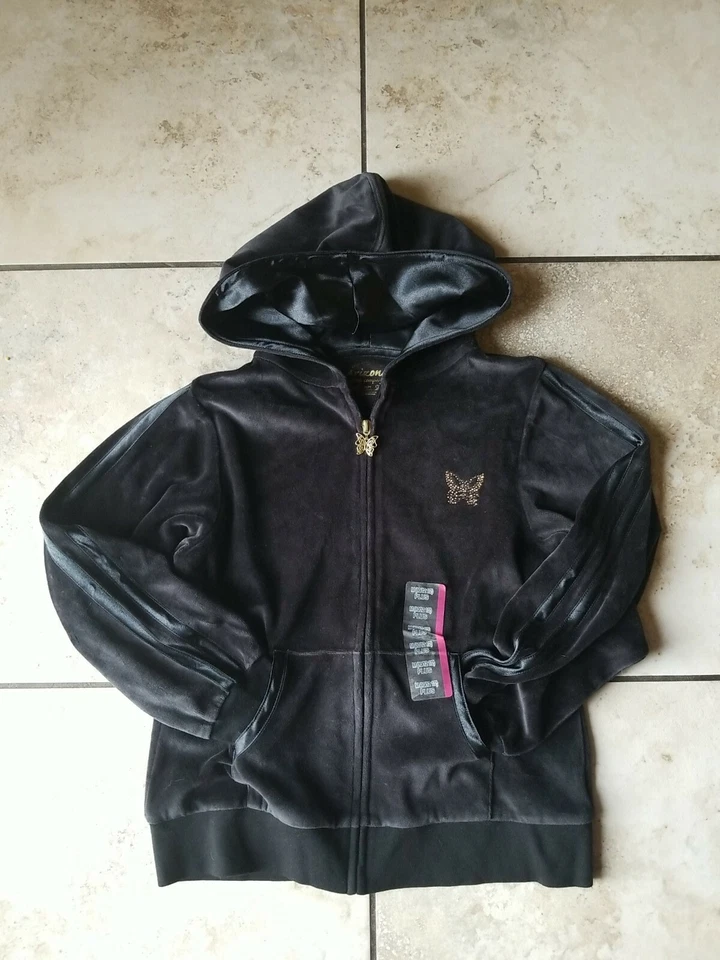 Camisa con Capucha Arizona Plus Niñas Manga Larga Terciopelo Negro Talla M  Foto 2 de 4