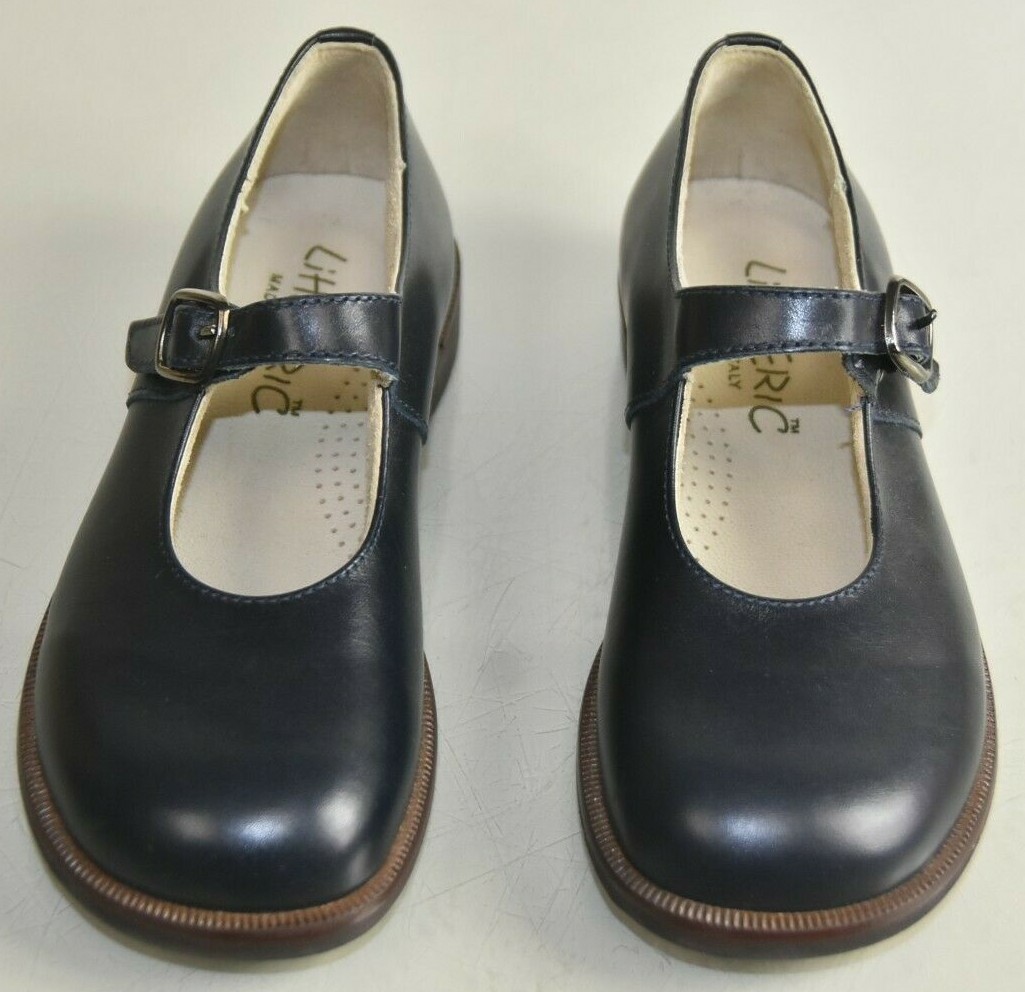 $158 Sak's Fifth Ave NEW Little Eric Girls Navy Blue Leather Mary