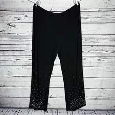 Antthony Original Size 2X Black - Pearl Embellished Pull On Wide Leg Pants