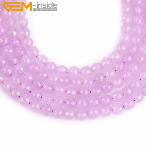 Wholesale Light Purple Jade Gemstone Round Faceted Beads For Jewelry Making 15" - Picture 39 of 40