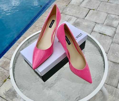 NIB $95 NINE WEST Arlene Miami PINK Pointy Toe Pumps Kitten Heels 10M - Picture 3 of 7