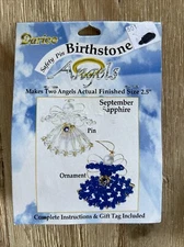 Darice Safety Pin Birthstone Angels Ornament & Pin NIP September Sapphire VTG