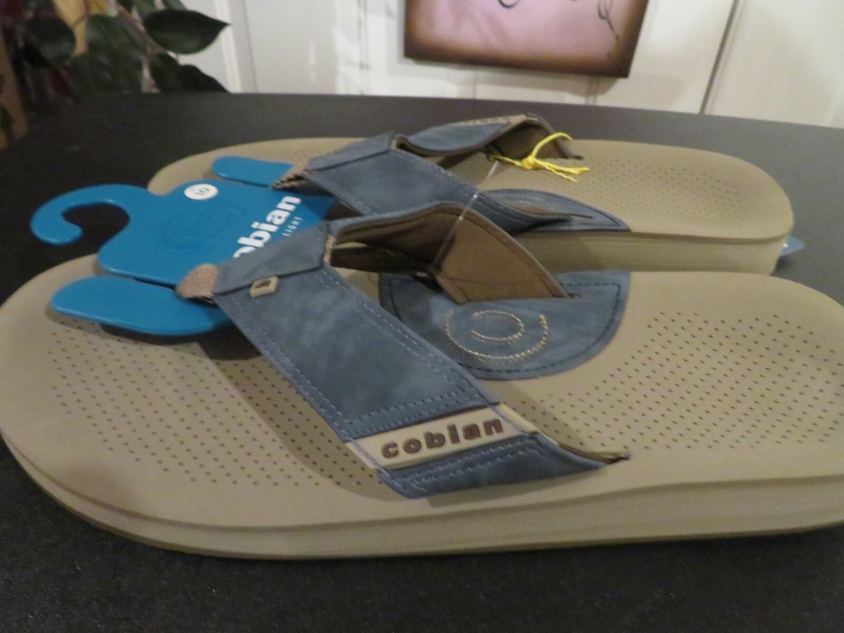 NEW Mens Blue Brown Cobian ARV II Flip Flops,