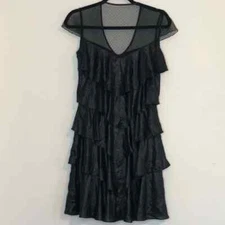 BCBG MAXAZARIA Black Celine Dress Size XS Flapper Cocktail Dress Ruffles NEW