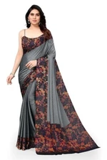Indian Chiffon Saree With Unstitched Blouse Piece Party Wedding Wear For Women