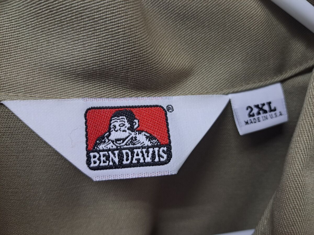 Ben Davis Mens Short Sleeve 1/2 Zip Shirt Tan Size 2XL Pckts Ben Davis Mens Short Sleeve 1/2 Zip Shirt Tan Size 2XL Pckts