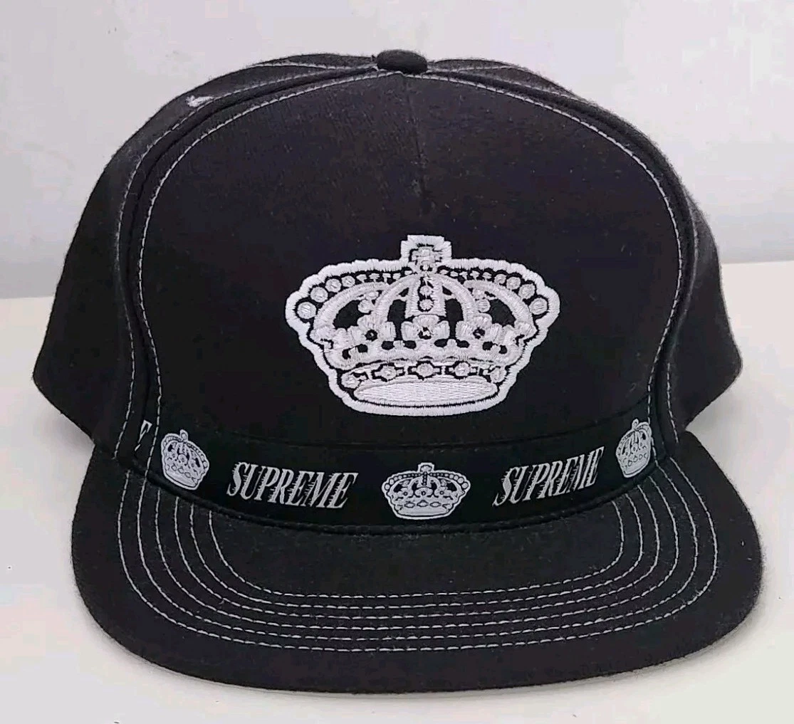 SS14 Supreme Crown 5 panel cap black hat Rare Vintage 2014
