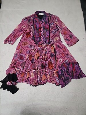 Coach × Kaffe Fassett Asymmetrical Floral Print Pleated Dress SZ 10