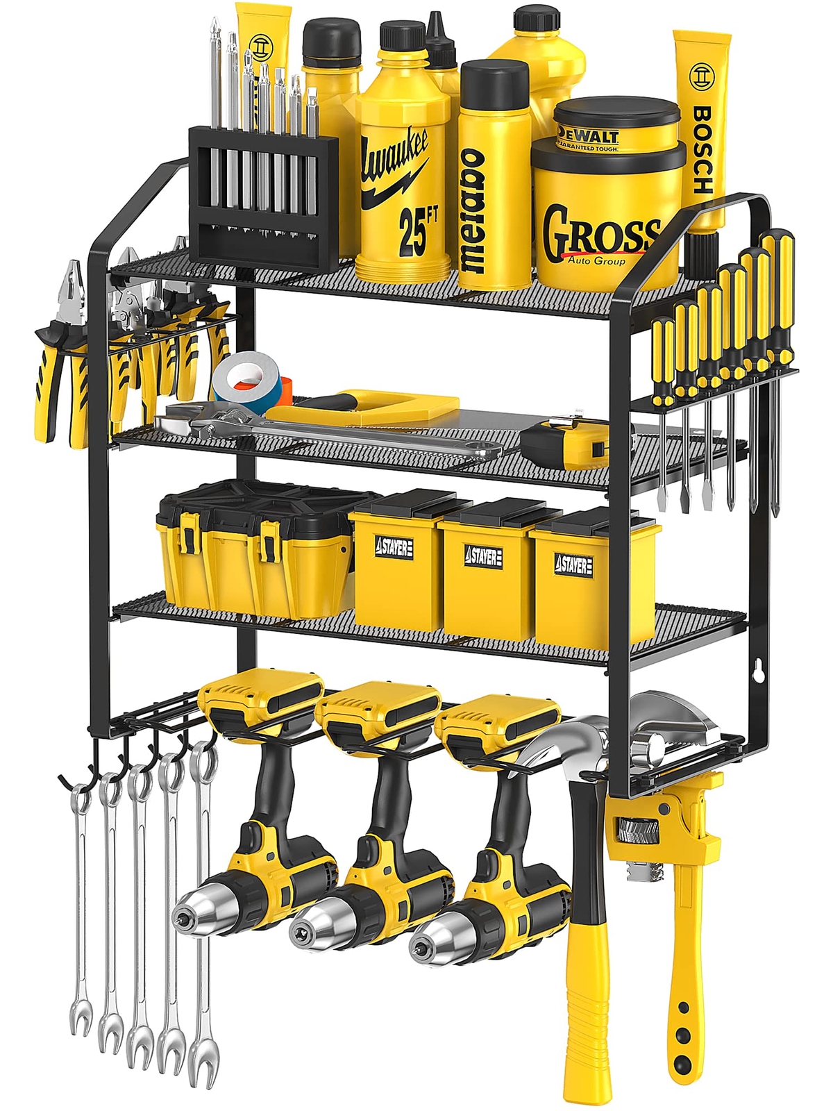 Power Tool Organizer per attrezzi da parete, avvitatore a percussione, (y2b)